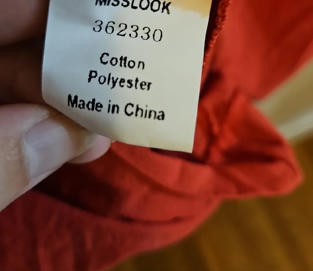 MISSLOOK Rust Orange Cotton Dress With 1/2 Sleeves And Pockets Size LARGE - Picture 5 of 11